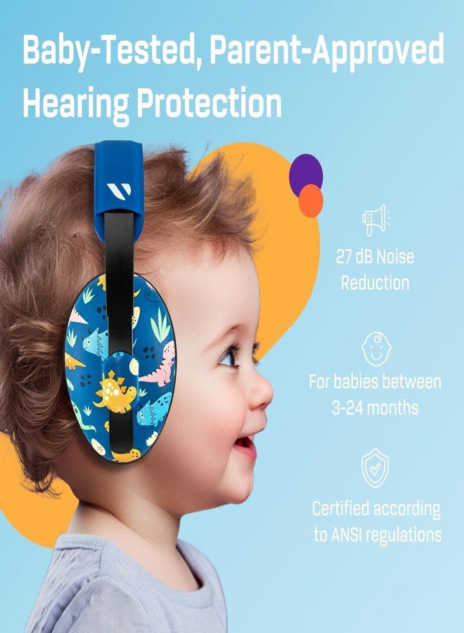 Vanderfields Premium Hearing Protection Ear Muffs - Broad Spectrum Sound Reduction 33.2dB at 2K Hz Noise Cancelling - Headset Safety Noise Cancellation - Babies and Toddlers - Dinosaur Club - Image 2